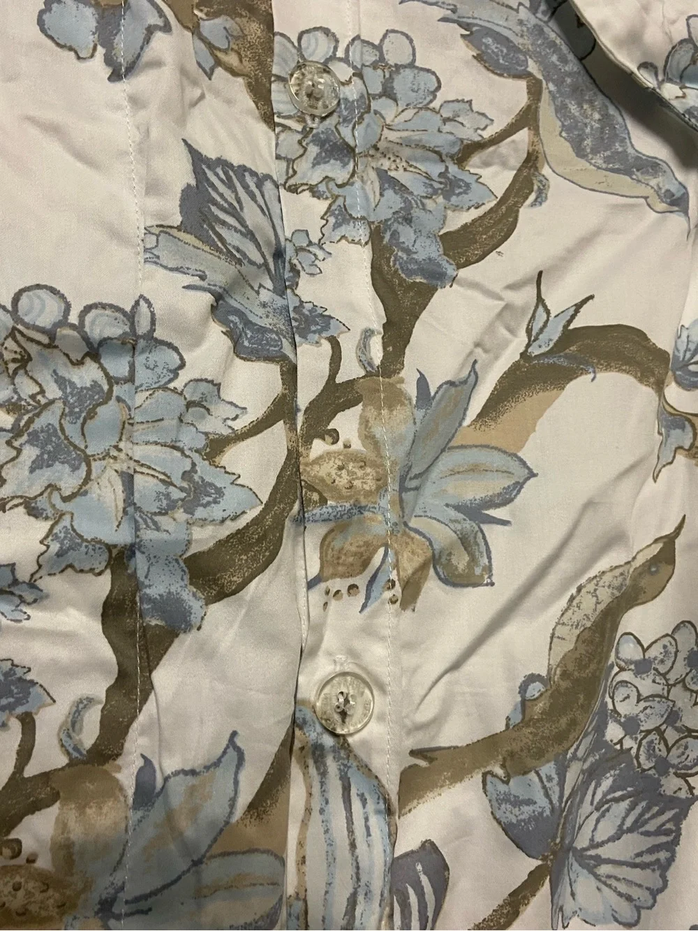 SFERRA Mystic Bird Duvet Cover Queen Blue Taupe Bird Floral Pima Cotton Rare 94”